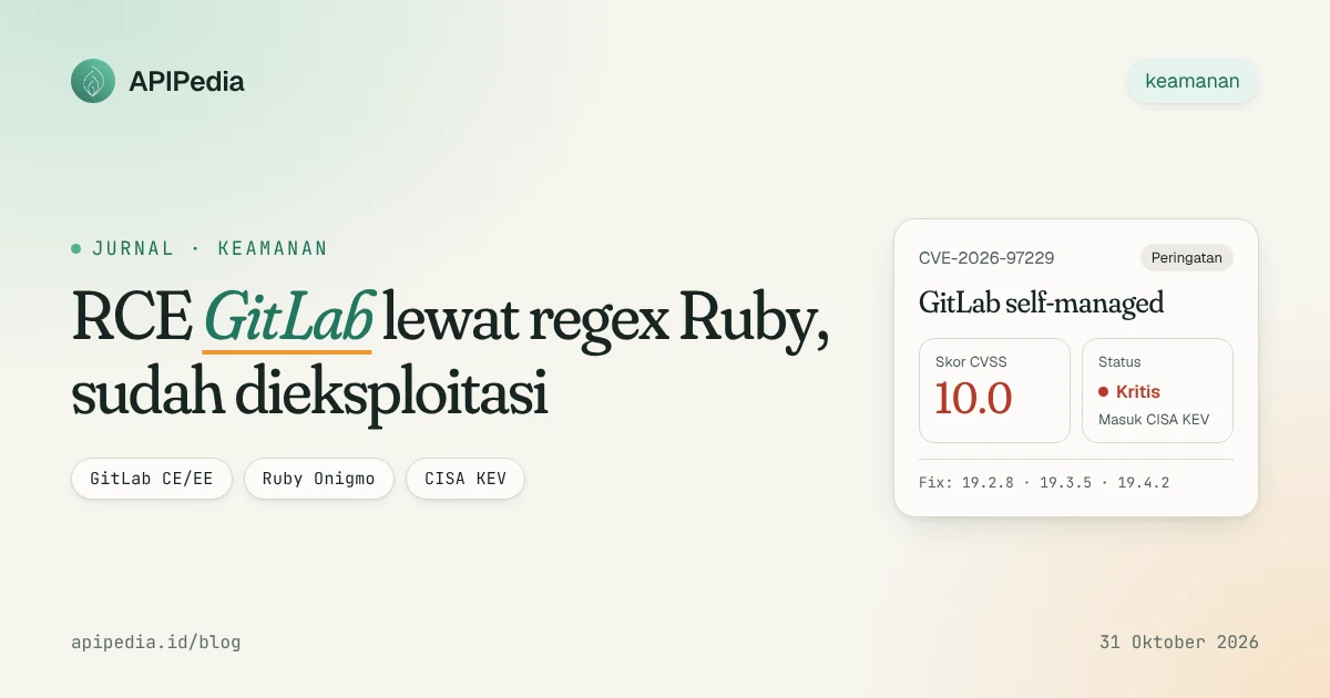 CVE-2026-97229: RCE GitLab lewat regex Ruby dengan skor CVSS 10.0, sudah masuk CISA KEV