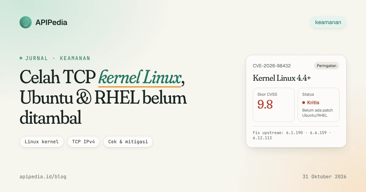 CVE-2026-98432: celah TCP kernel Linux dengan skor CVSS 9.8, Ubuntu dan RHEL belum ditambal